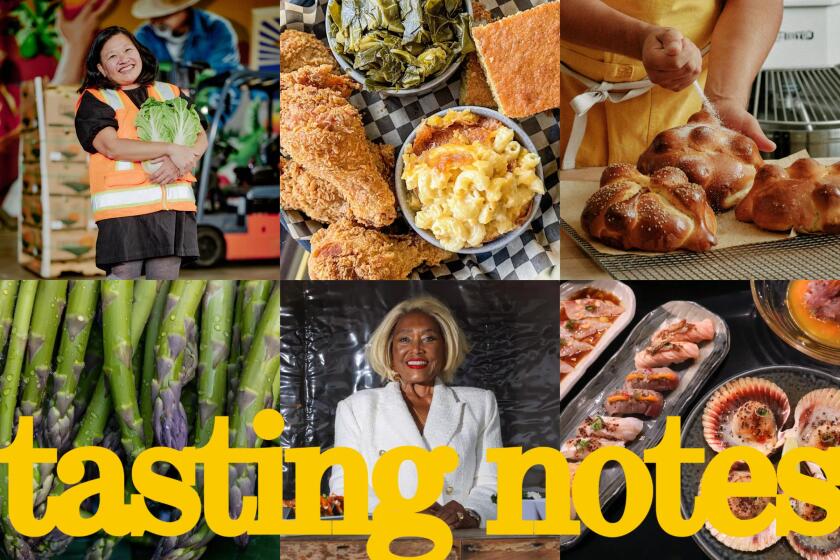 A grid of photos with various food and people with food images. The words "tasting notes" sit on top.