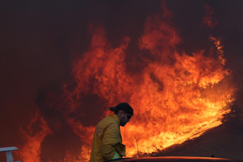 PACIFIC PALISADES, CALIF JANUARY 7, 2024 - The Palisades fire quickly consumed more than 1,200 acres on Tuesday, Jan. 7, pushed by gusting Santa Ana winds that were expected to continue for two more days. (Brian van der Brug / Los Angeles Times)