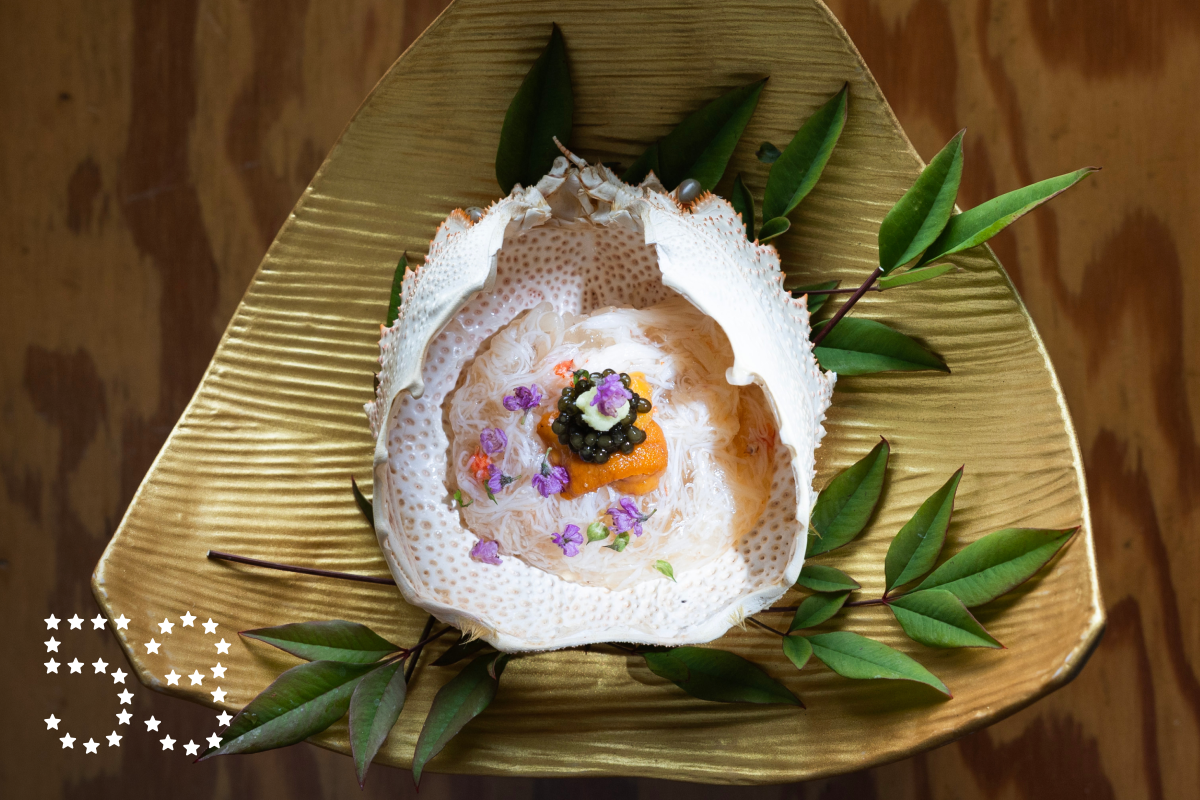 LOS ANGELES, CA - OCTOBER 28: Chef's choice of hairy crab with uni and caviar at Mori Nozomi in Los Angeles, CA on Monday, Oct. 28, 2024. (Myung J. Chun / Los Angeles Times)