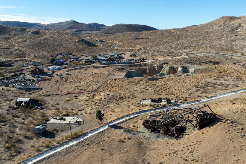 Johannesburg, CA - November 12: Mine shafts in the Randsburg Mining District where gold was discovered in 1895 on Tuesday, Nov. 12, 2024 in Johannesburg, CA. (Brian van der Brug / Los Angeles Times)