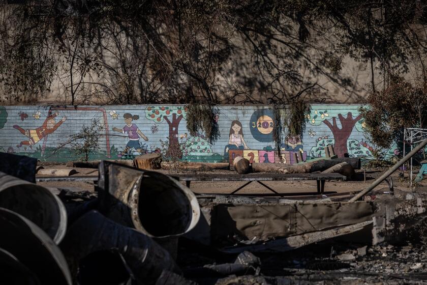 Altadena, CA - January 15: Aveson School of Leaders burned by the Eton fire on Wednesday, Jan. 15, 2025 in Altadena, CA. (Jason Armond / Los Angeles Times)