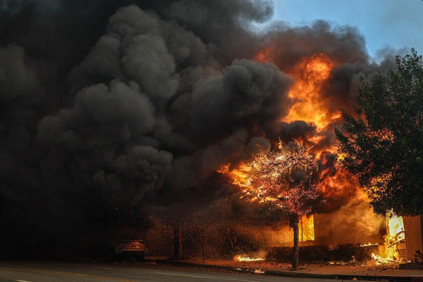 Altadena, CA, Wednesday, Jan 8, 2025 - Businesses on Lake Ave. go up in flames. (Robert Gauthier/Los Angeles Times)