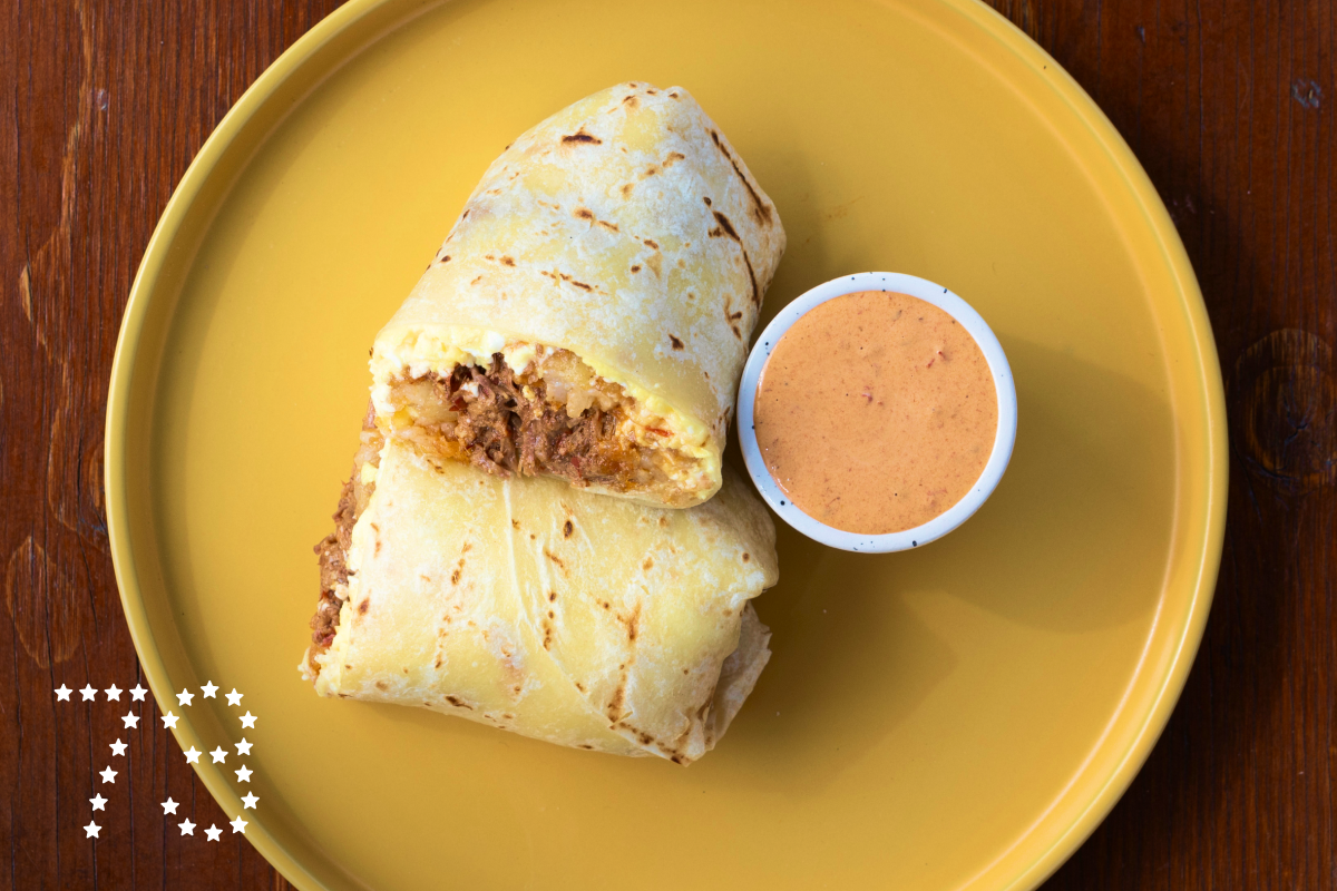 BOYLE HEIGHTS, CA - OCTOBER 07: Breakfast burrito with birria at Macheen in Boyle Heights, CA on Monday, Oct. 7, 2024. (Myung J. Chun / Los Angeles Times)