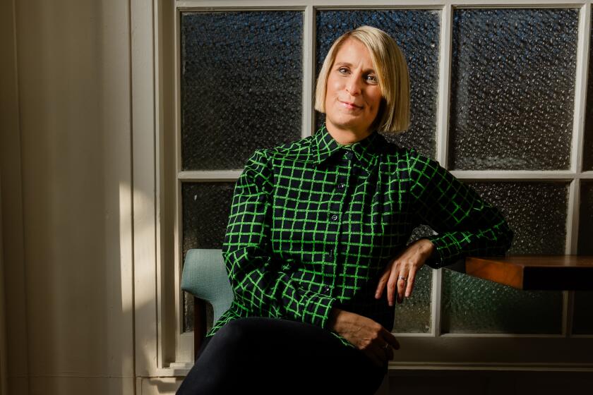 Liz Feldman who is an American comedian, actress, producer and writer poses for a portrait at her home.