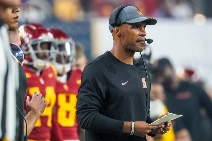 Las Vegas, Nevada, Sunday, September 1, 2024 - USC Defensive Coordinator D'Anton Lynn.