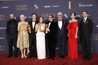 LOS ANGELES, CA - JANUARY 5, 2025, 82ND GOLDEN GLOBE AWARDS - Shogun cast and crew pose with multiple Golden Globes at the 82nd Golden Globe Awards, held at the Beverly Hilton Hotel in Los Angeles on January 5, 2025. - (Jason Armond / Los Angeles Times)