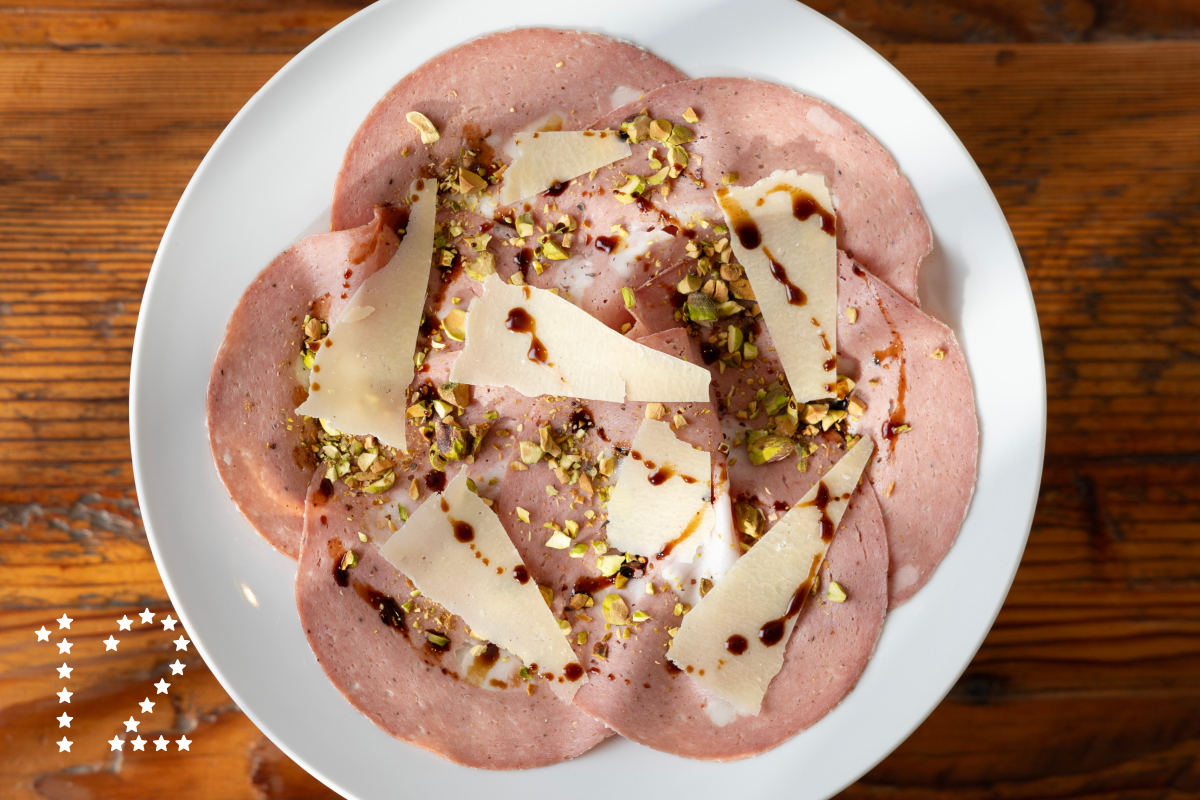 LOS ANGELES, CA - SEPTEMBER 24: Mortadella nostro - vacchia rossa, pistachio, 25-year aceto at Antico Nuovo in Los Angeles, CA on Tuesday, Sept. 24, 2024. (Myung J. Chun / Los Angeles Times)