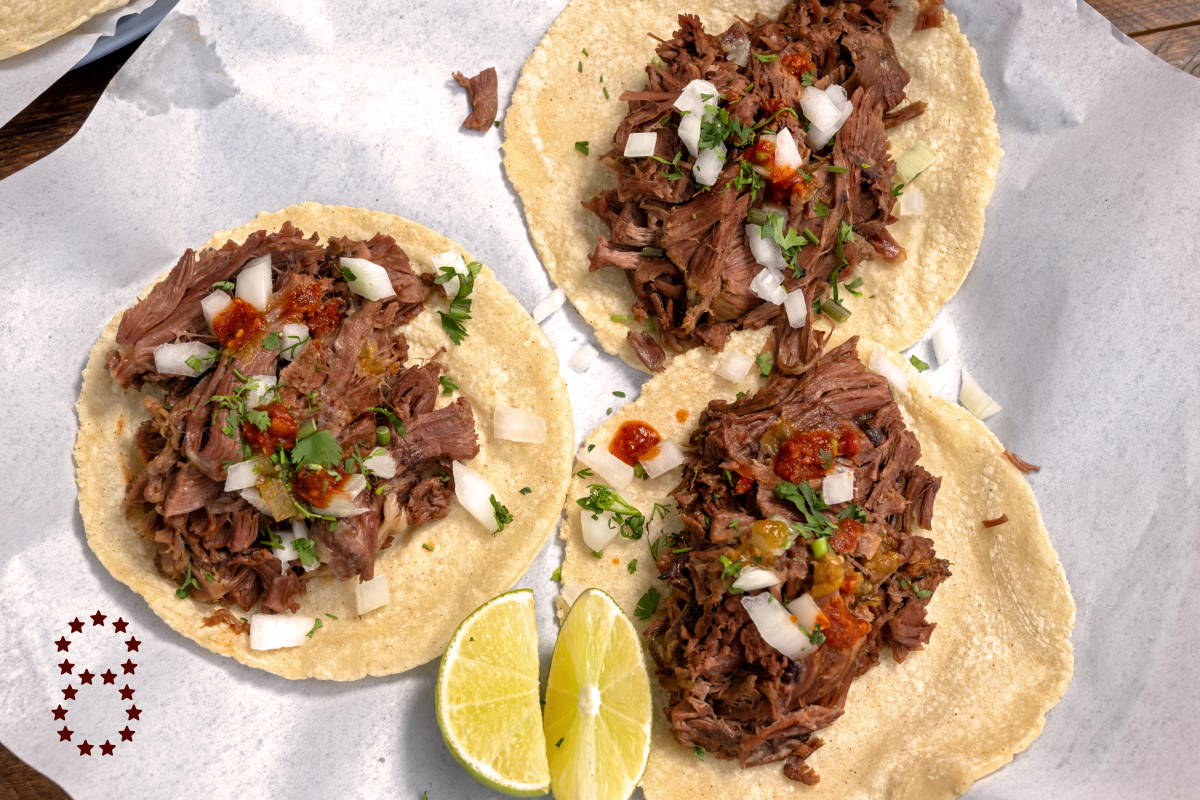 ARLETA, CA - OCTOBER 27, 2024: Slow-roasted lamb barbacoa tacos on housemade torillas at Barbacoa Ramirez, a roadside Taqueria in Arleta . (Ron De Angelis / For The Times)