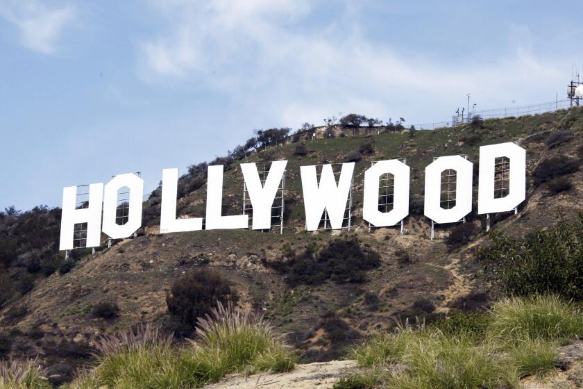 The Hollywood sign.