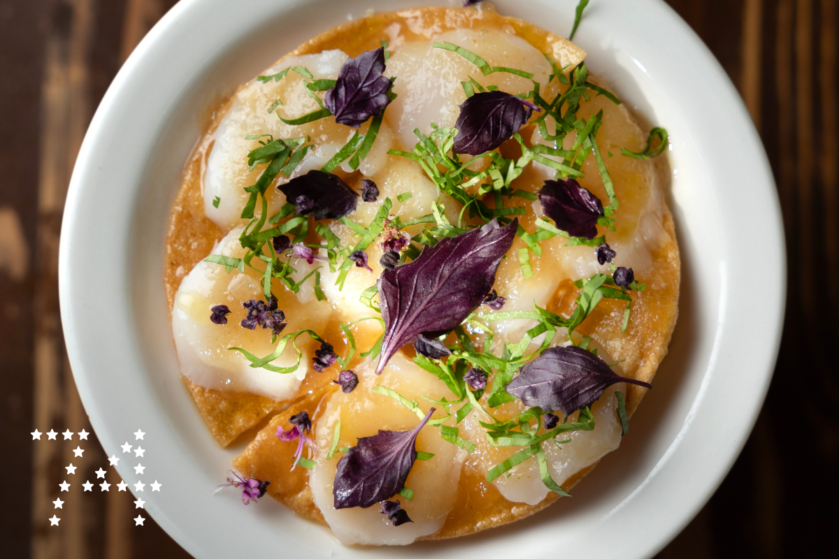 LOS ANGELES, CA - SEPTEMBER 20: Scallop tostada at Found Oyster in Los Angeles, CA on Friday, Sept. 20, 2024. (Myung J. Chun / Los Angeles Times)