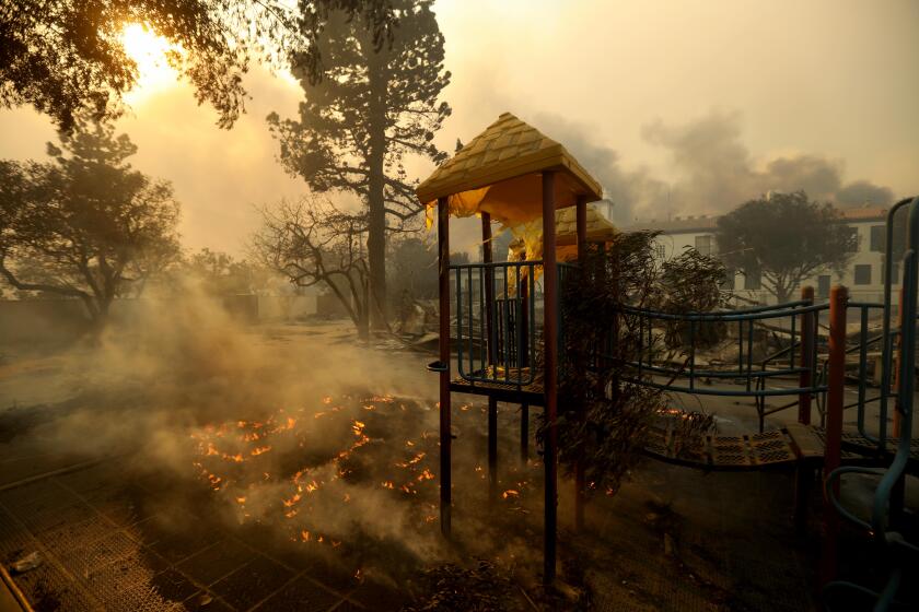 PACIFIC PALISADES, CA - JANUARY 8, 2025 - - A play area shoulders at the Palisades Elementary Charter School in Pacific Palisades on January 8, 2025. (Genaro Molina/Los Angeles Times)